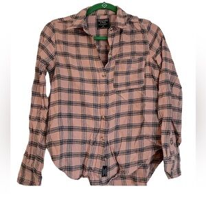Abercrombie and Fitch pink and black plaid flannel. Size XS